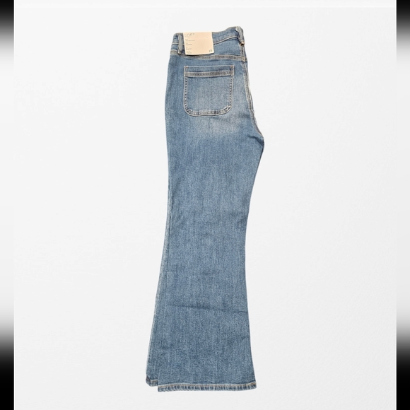 Braided High Rise Kick Crop Jeans in Classic Mid Wash - Picture 6 of 8